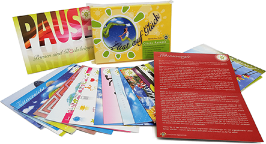 Kartenset „Lust auf Glück“, 24 Glücksrezepte Glücksrezepte, Kartenset zur Stärkung des Glückspotenzials.